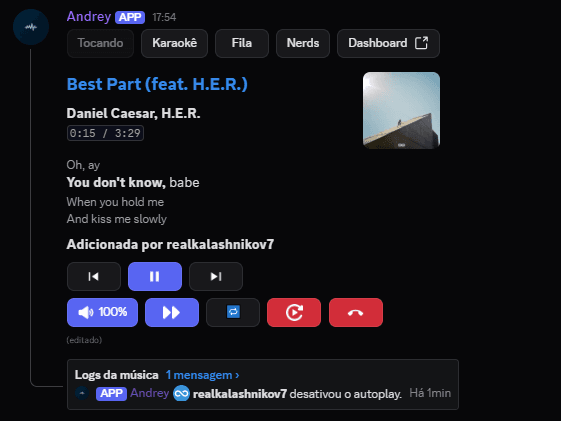 Preview da mensagem interativa no Discord