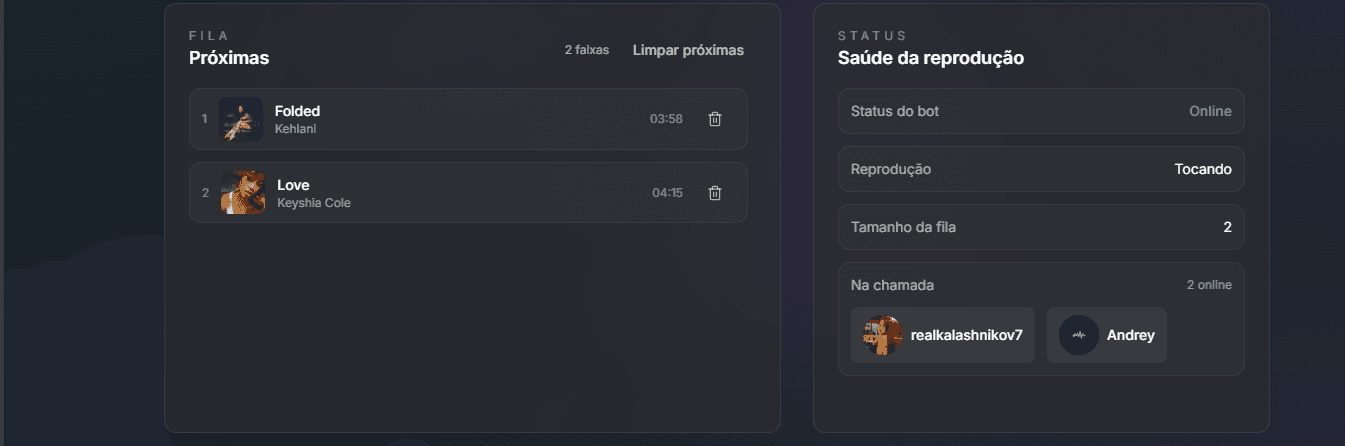 Preview do painel web